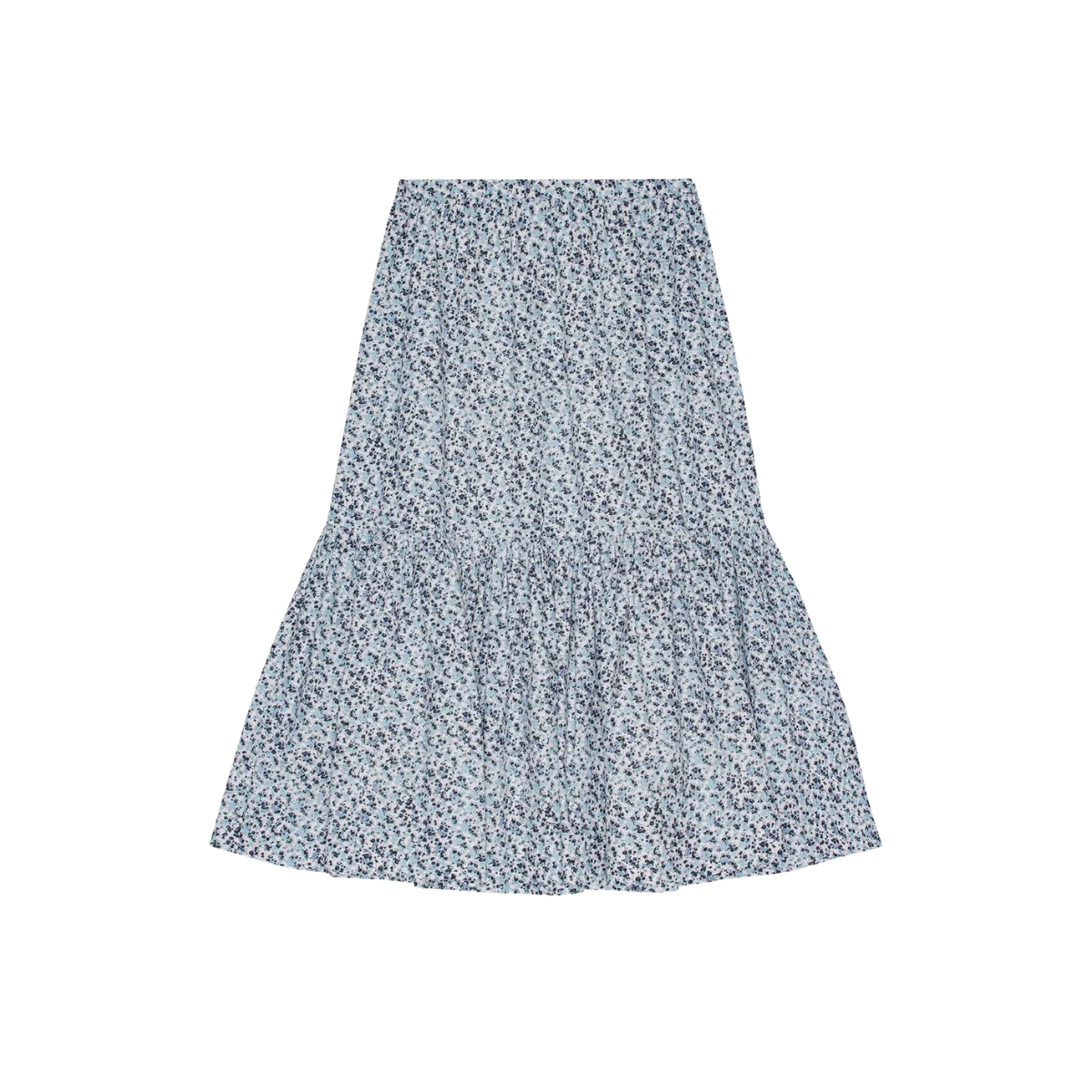 Ganni Printed Cotton Maxi Flounce Skirt