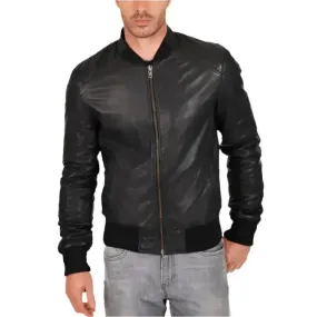 Genuine Sheepskin Quilted Bomber Jacket for Men – Warm & Stylish