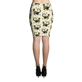 GOLD MARTINI CATS  Pencil Skirt