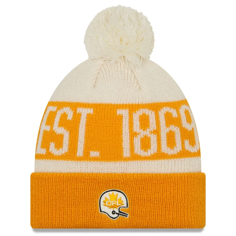 Hamilton Tiger-Cats New Era Turf Traditions - Cuffed Pom Knit Hat - Gold