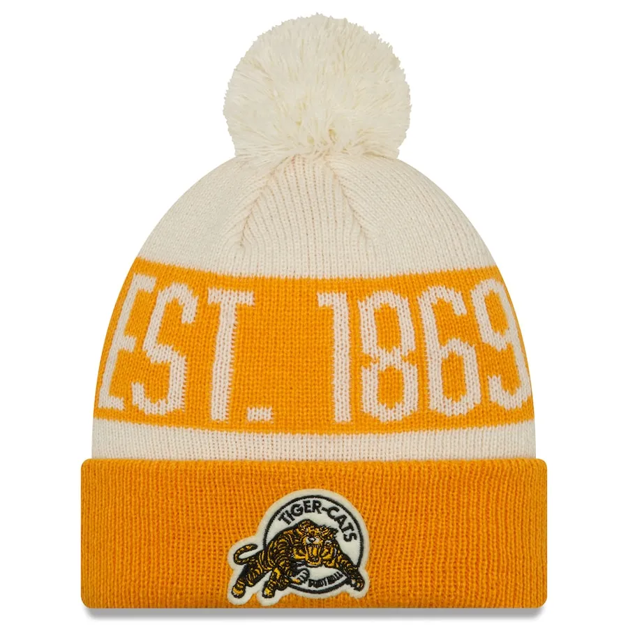 Hamilton Tiger-Cats New Era Turf Traditions - Cuffed Pom Knit Hat - Gold