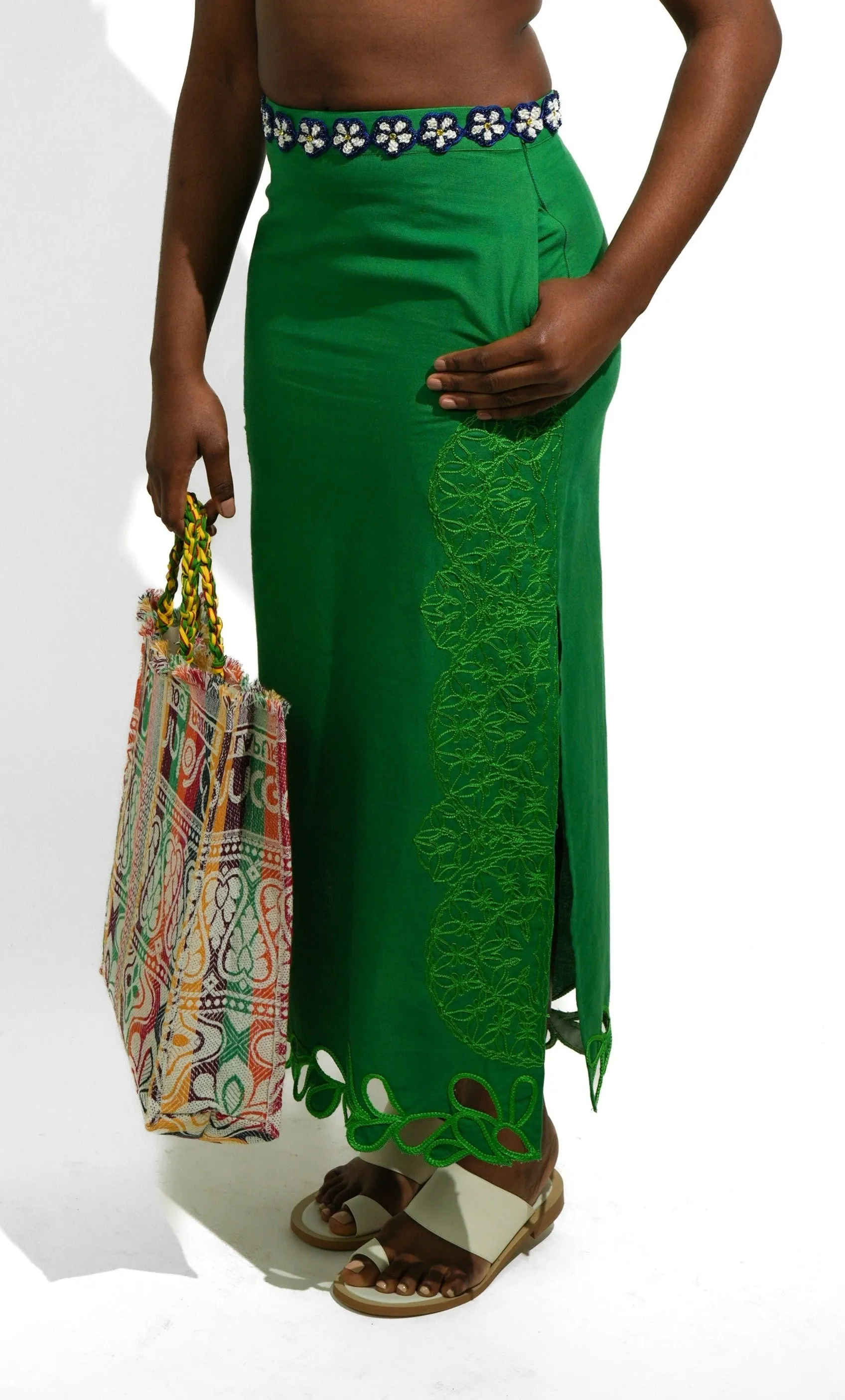 Hand Embroidered Recycled Cotton Skirt