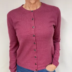 Heather Pink Cashmere Crew Neck Cardigan Medium