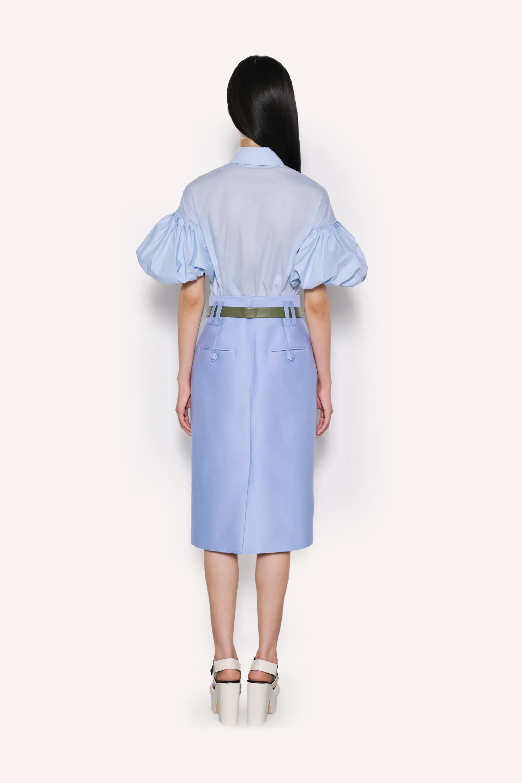High-Waisted Midi Pencil Skirt