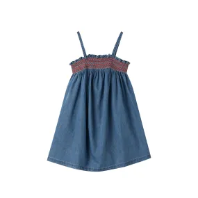 high yoke smocked jumper - denim