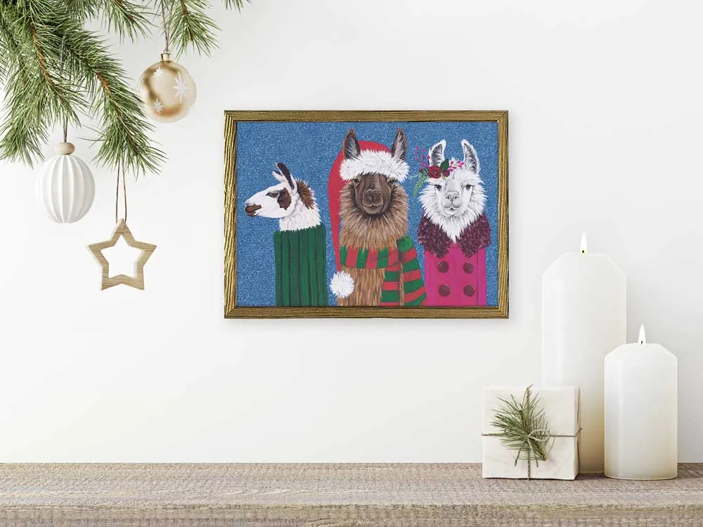 Holiday - Fa-La-La-La-Llama Trio Embellished Mini Framed Canvas