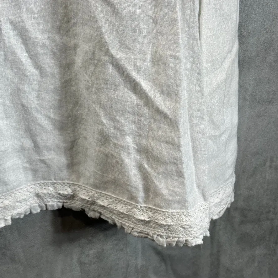 INC INTERNATIONAL CONCEPTS Women's Bright White Lace Linen Drawstring Skirt SZ L