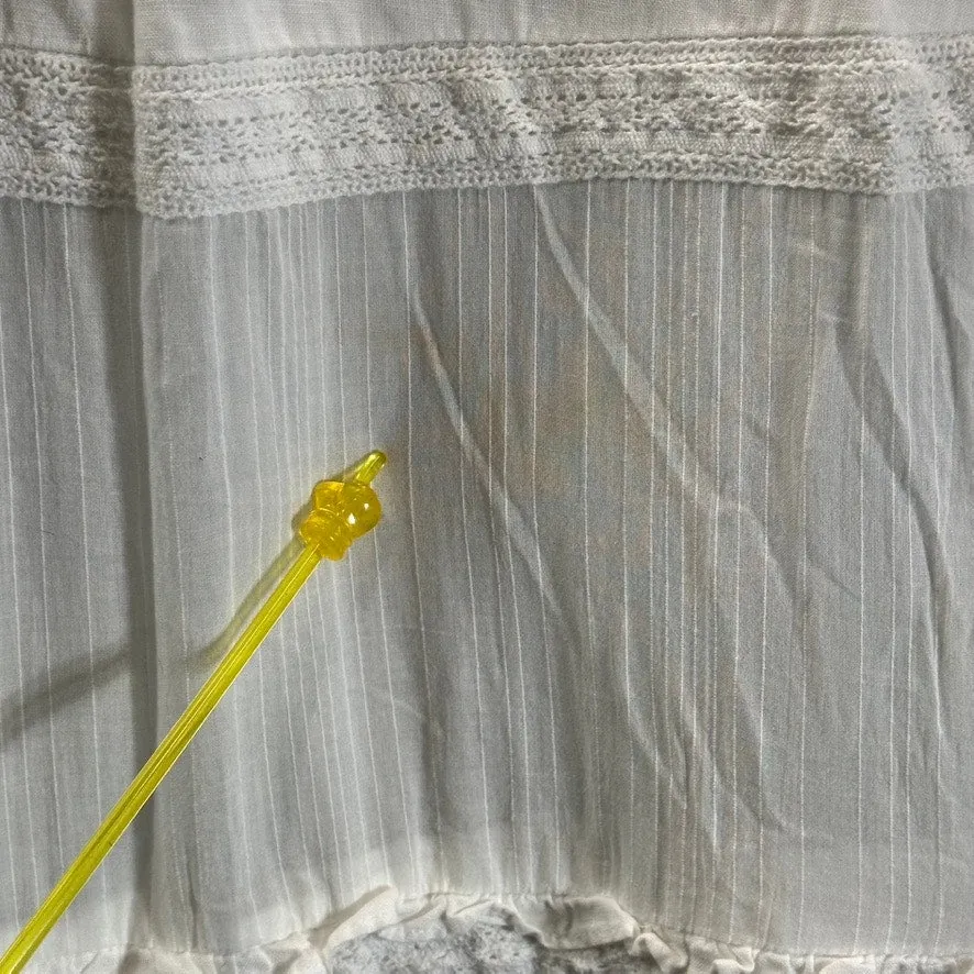 INC INTERNATIONAL CONCEPTS Women's Bright White Lace Linen Drawstring Skirt SZ L