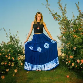 Indigo Waves Maxi Skirt