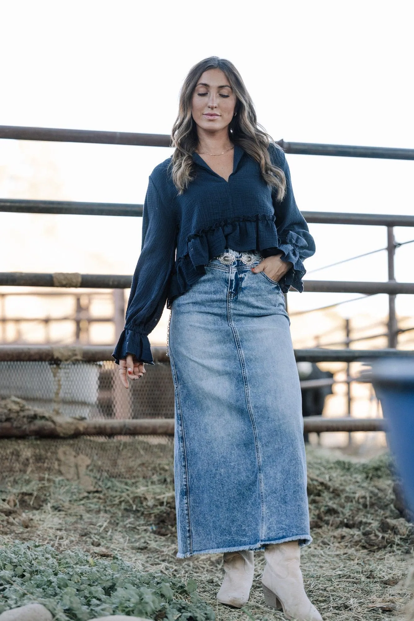 Ira Denim Maxi Skirt
