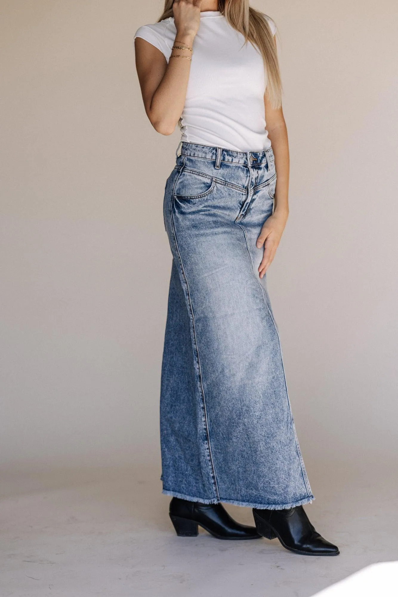 Ira Denim Maxi Skirt