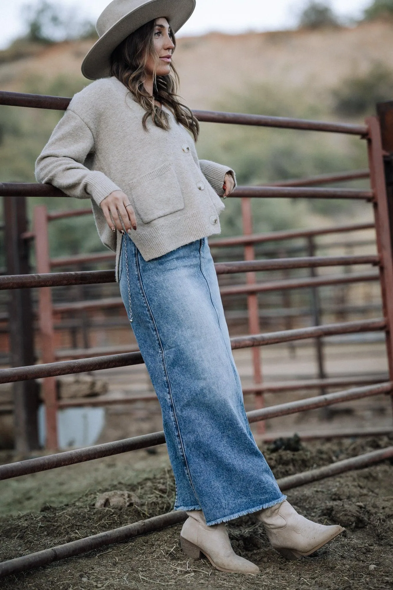 Ira Denim Maxi Skirt