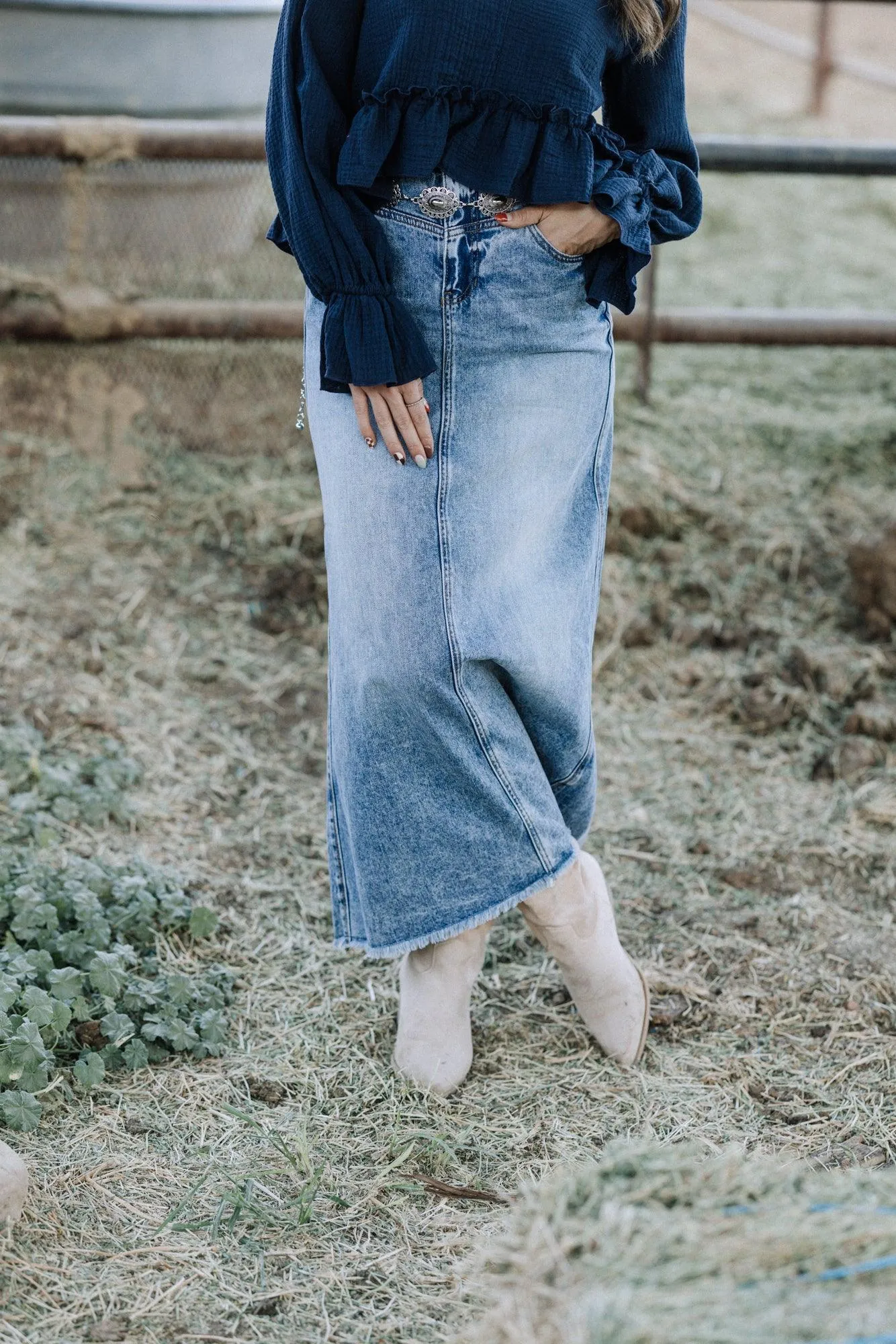 Ira Denim Maxi Skirt
