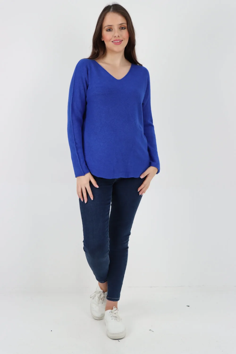 Italian Knitted V Neck Plain Basic Jumper Top