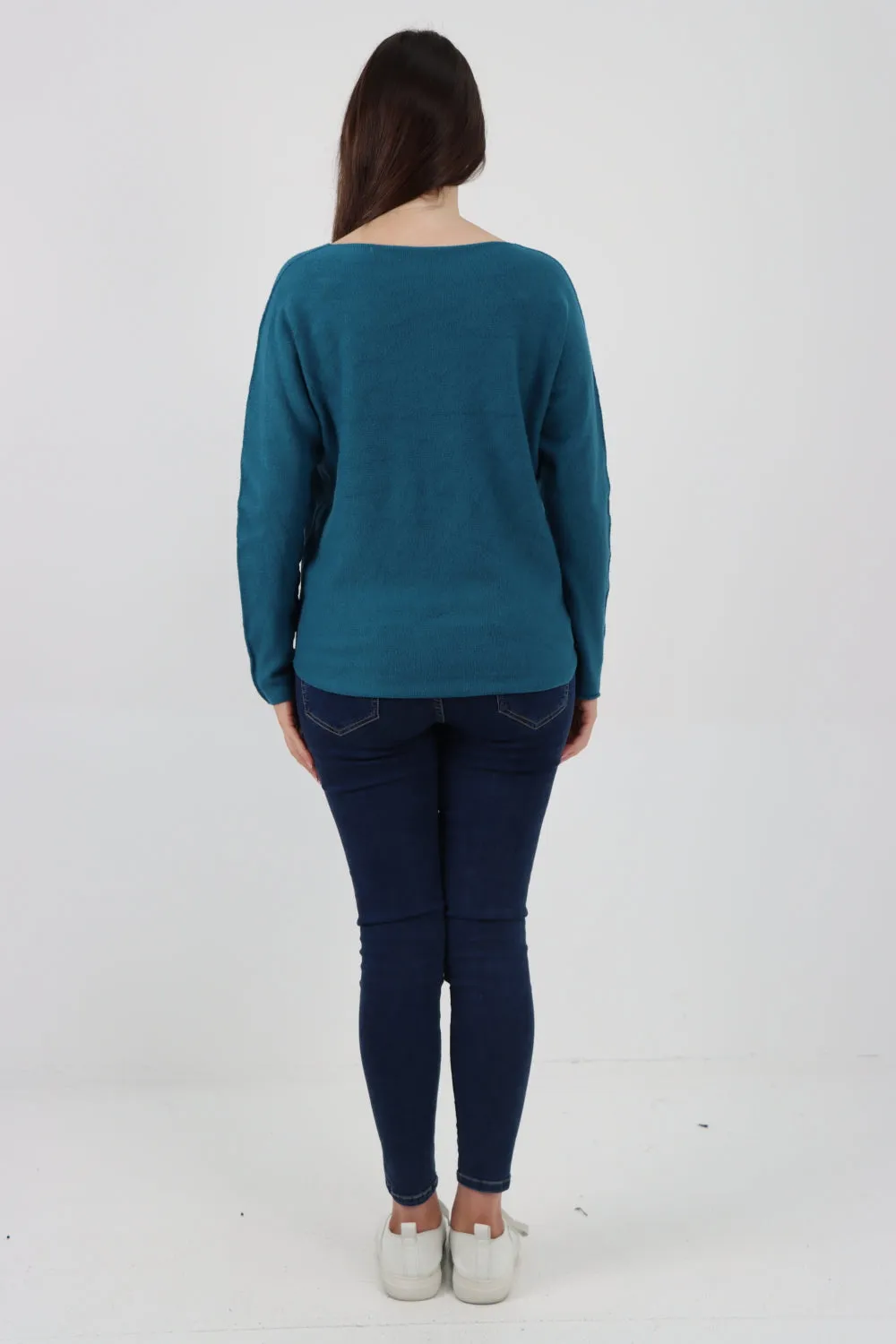 Italian Knitted V Neck Plain Basic Jumper Top