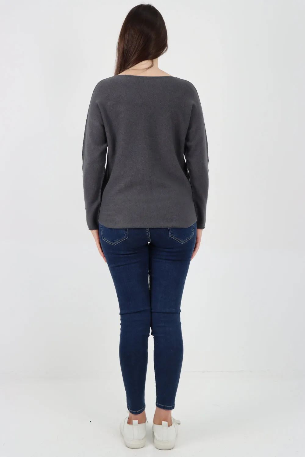 Italian Knitted V Neck Plain Basic Jumper Top