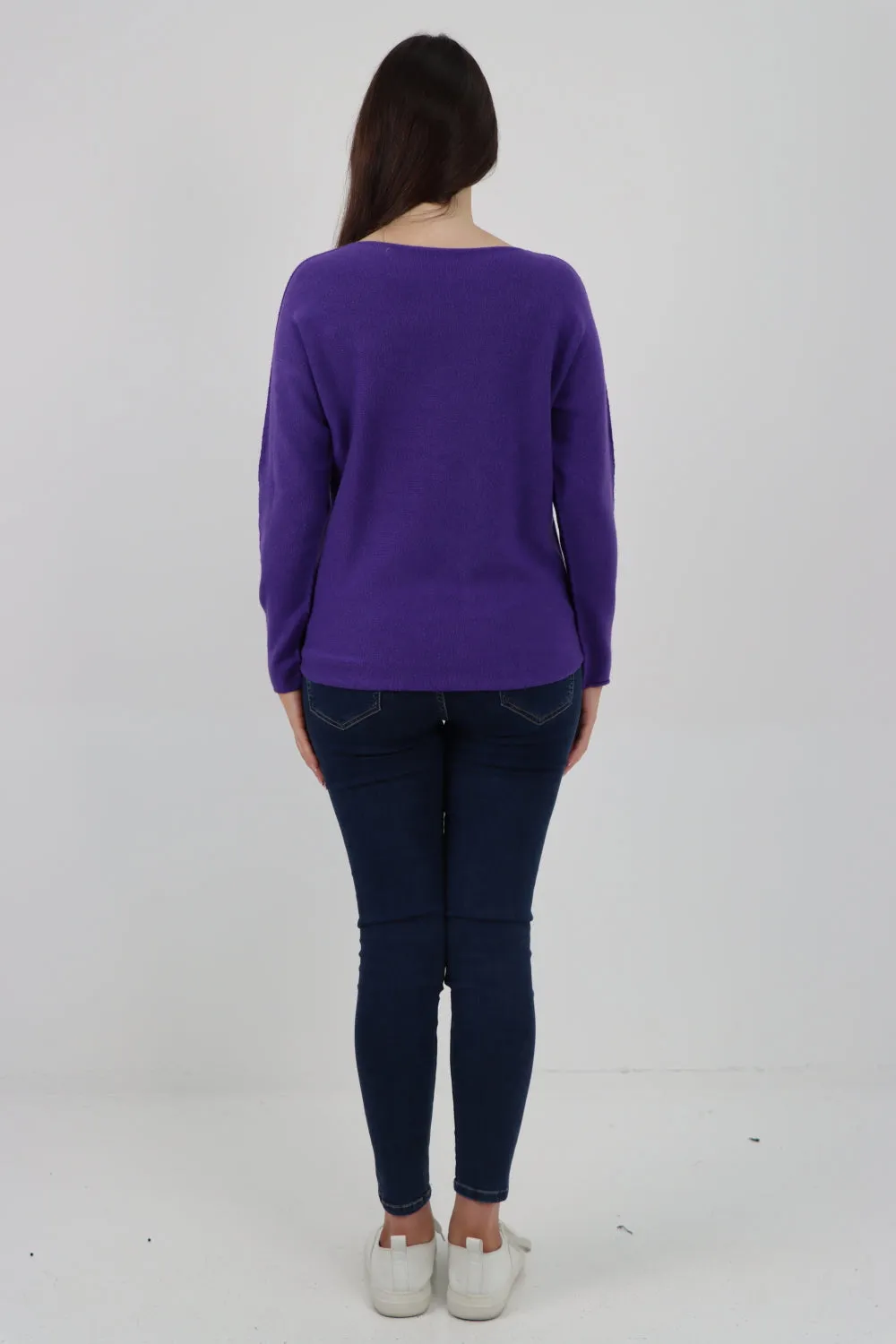 Italian Knitted V Neck Plain Basic Jumper Top
