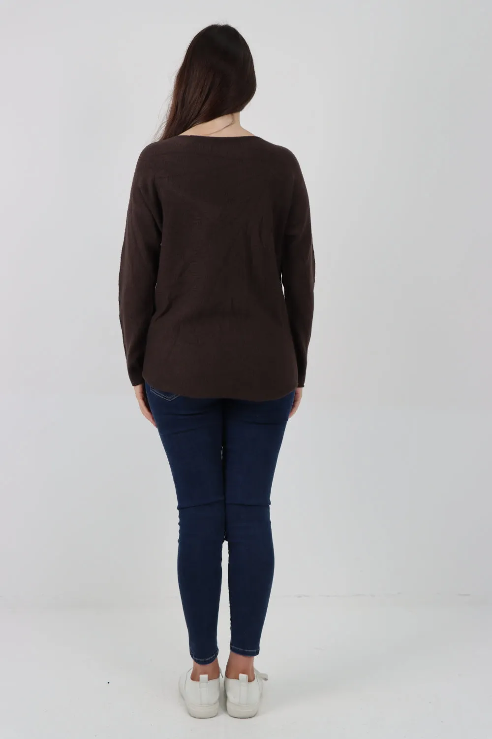Italian Knitted V Neck Plain Basic Jumper Top