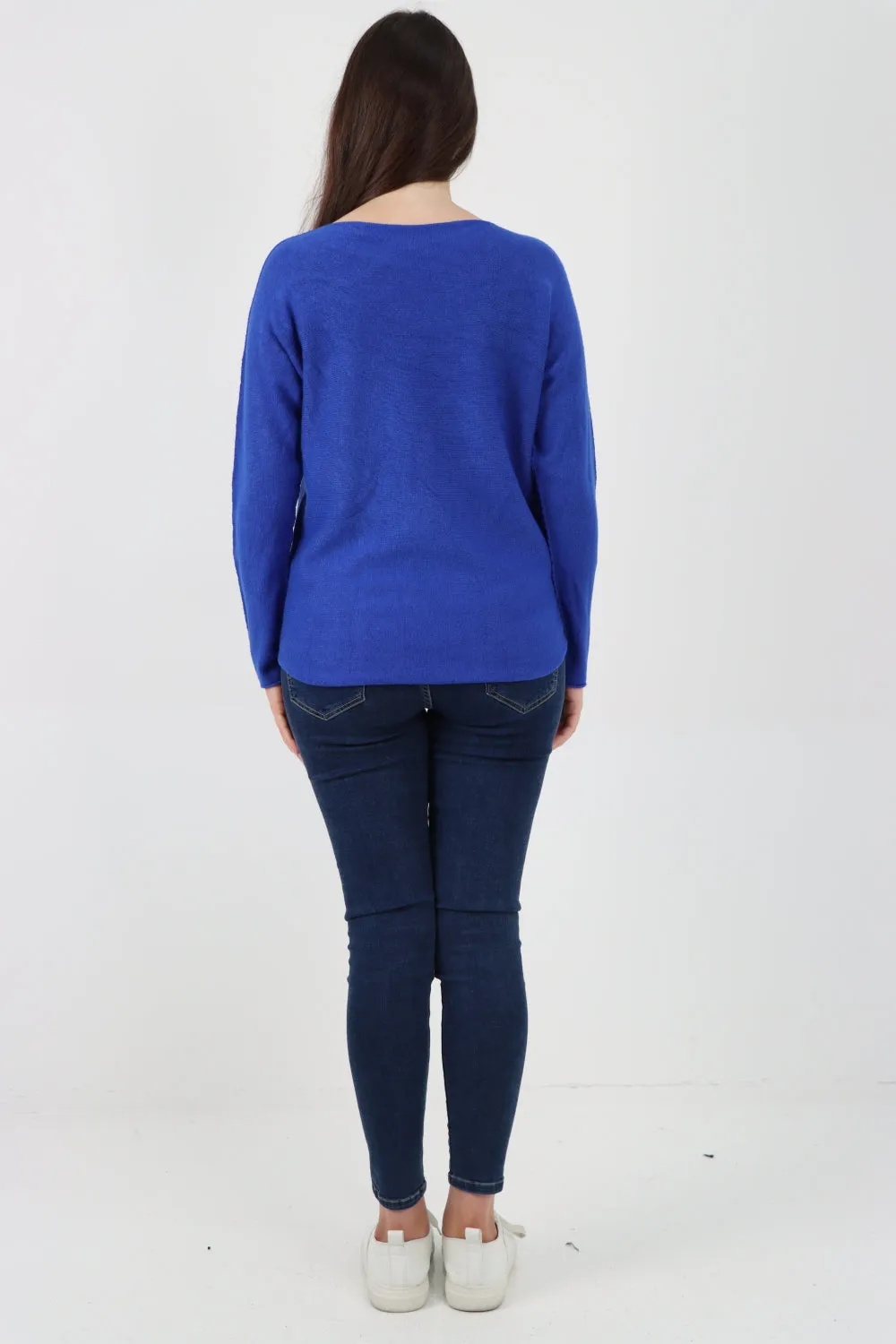 Italian Knitted V Neck Plain Basic Jumper Top