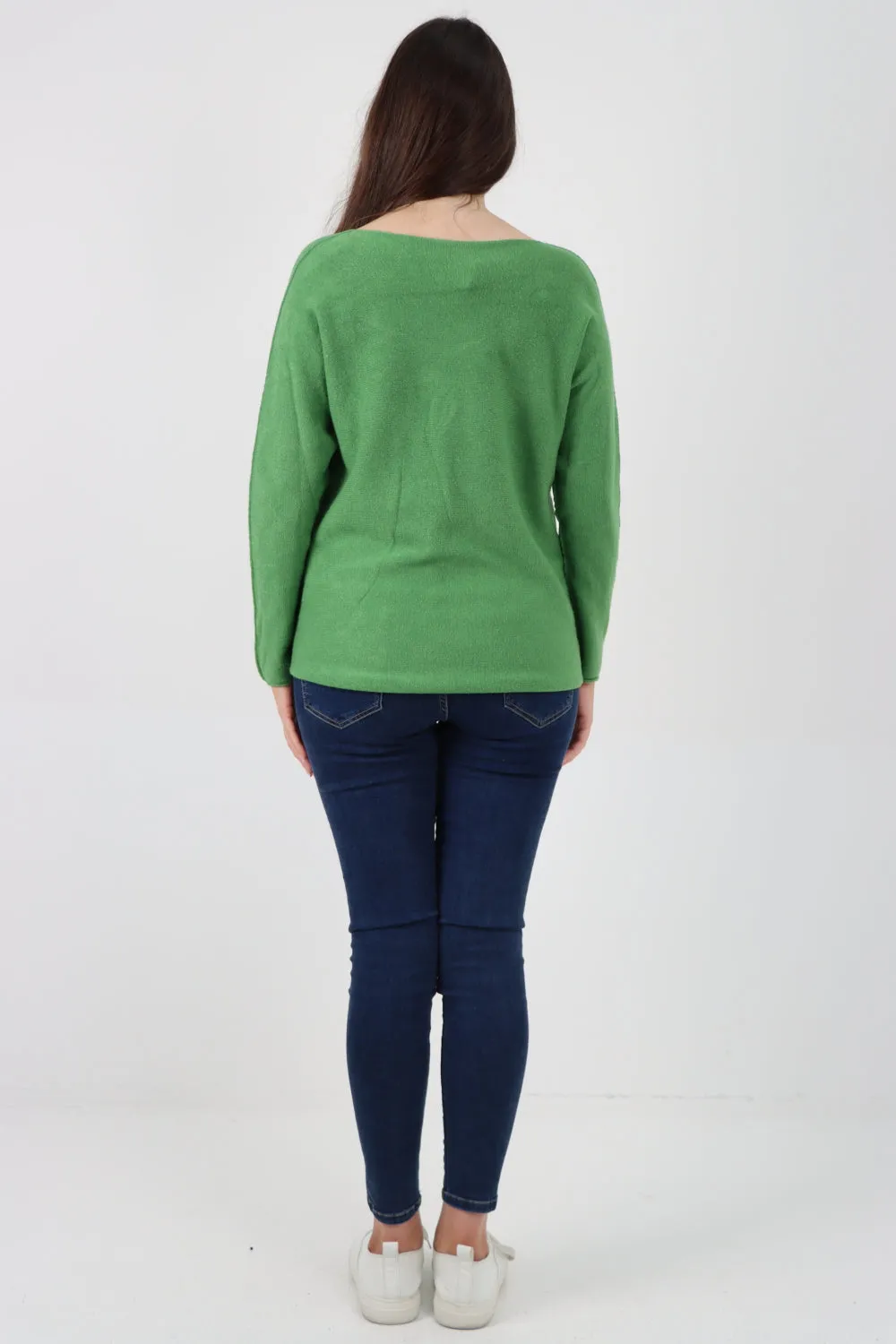 Italian Knitted V Neck Plain Basic Jumper Top