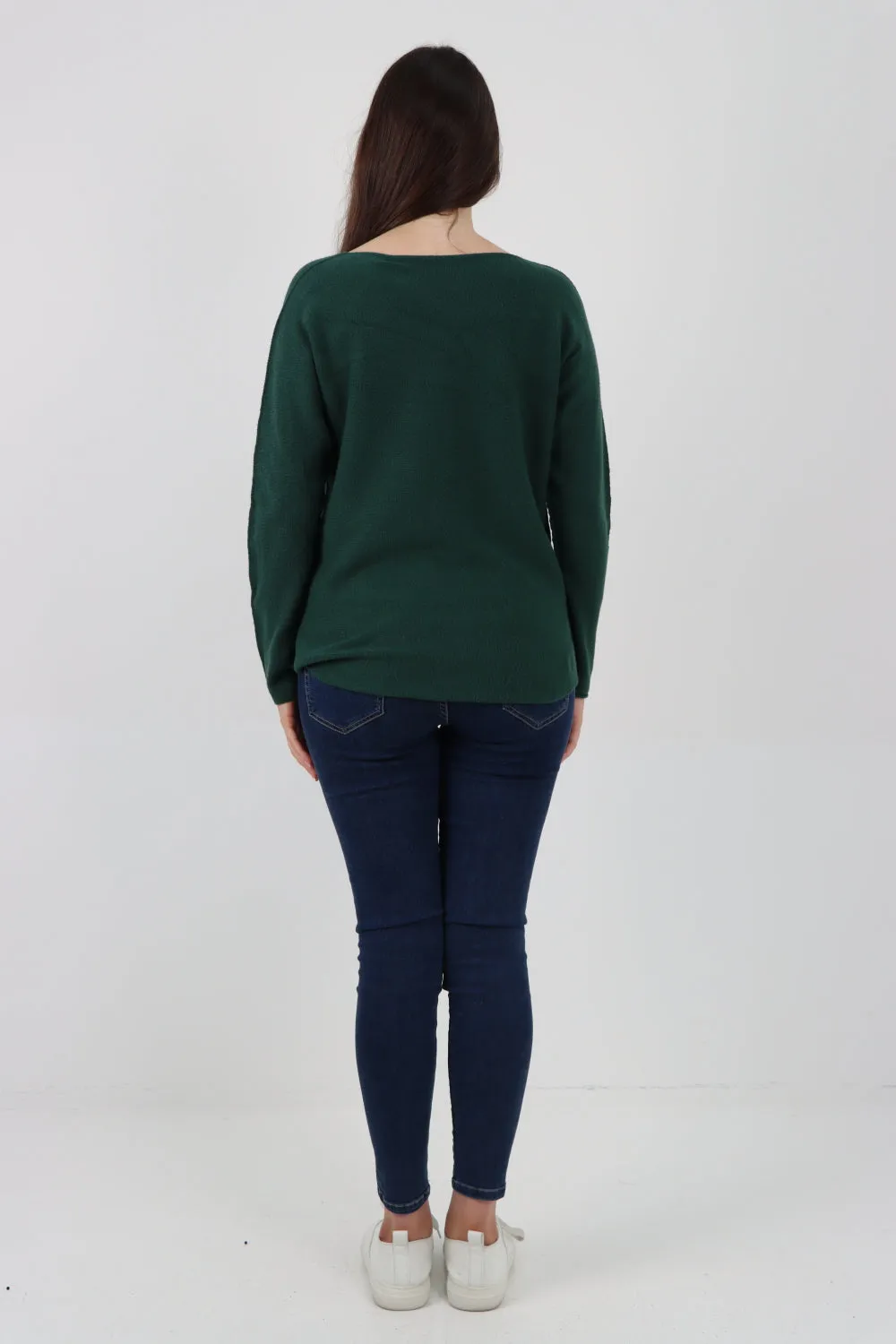 Italian Knitted V Neck Plain Basic Jumper Top