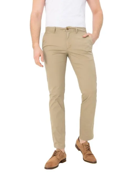 Izod Cedarwood Khaki Performance Stretch Chino Trousers for Men, 32*34*