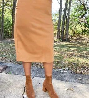 Josie Premium Pencil Skirt- Mustard