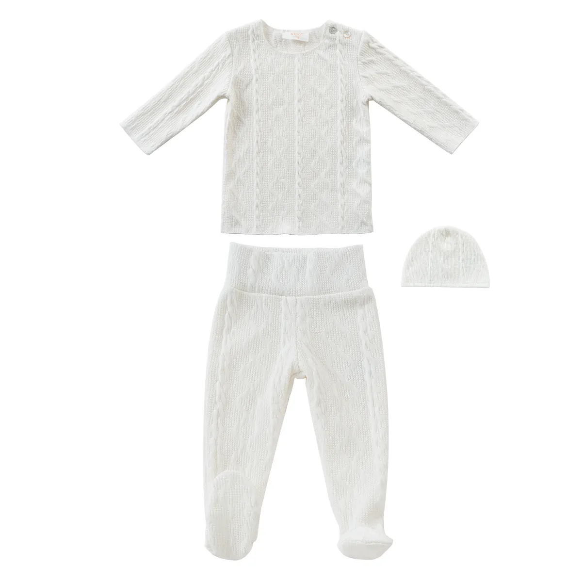 Kipp Baby White Cable Knit 2 Pc Set   Hat