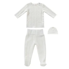 Kipp Baby White Cable Knit 2 Pc Set   Hat