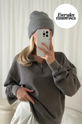 Konnie grey knit beanie hat