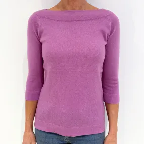 Lavender Purple Cashmere Crew Neck Jumper Small