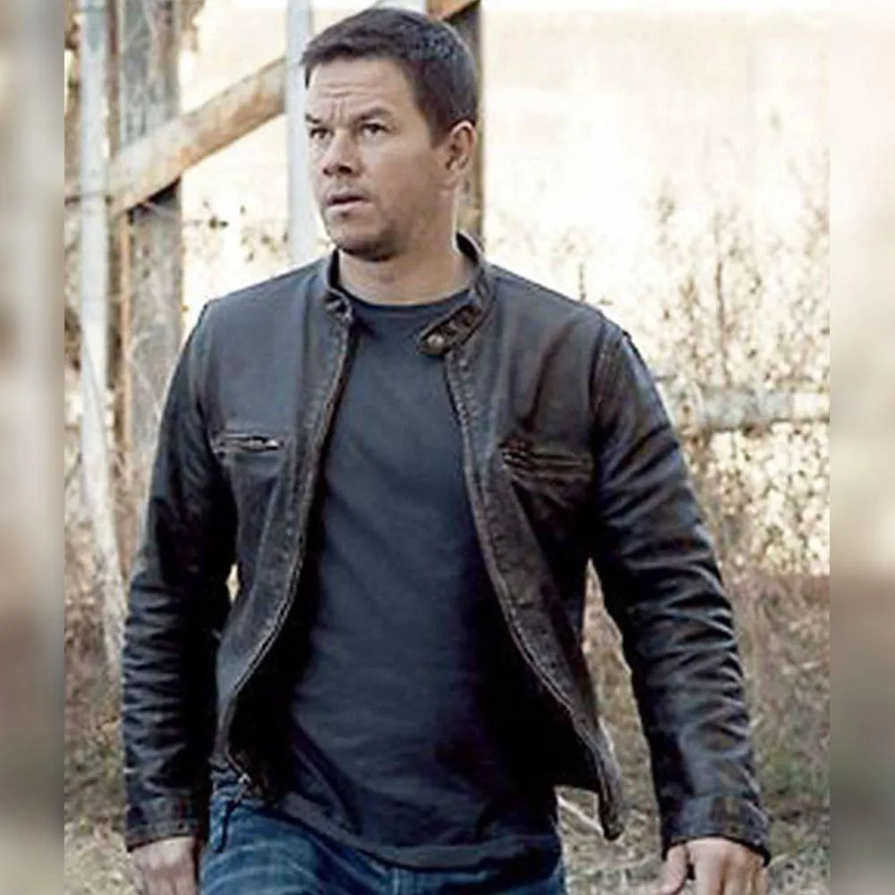 M014 Contraband Mark Wahlberg's Slim Fit Distress Leather Jacket