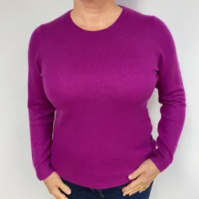 Magenta Purple Cashmere Crew Neck Jumper Large