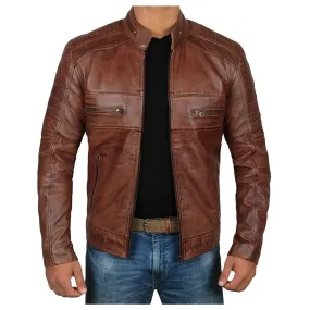 Men's Oxblood Bomber Wax Leather Jacket - Stylish & Bold