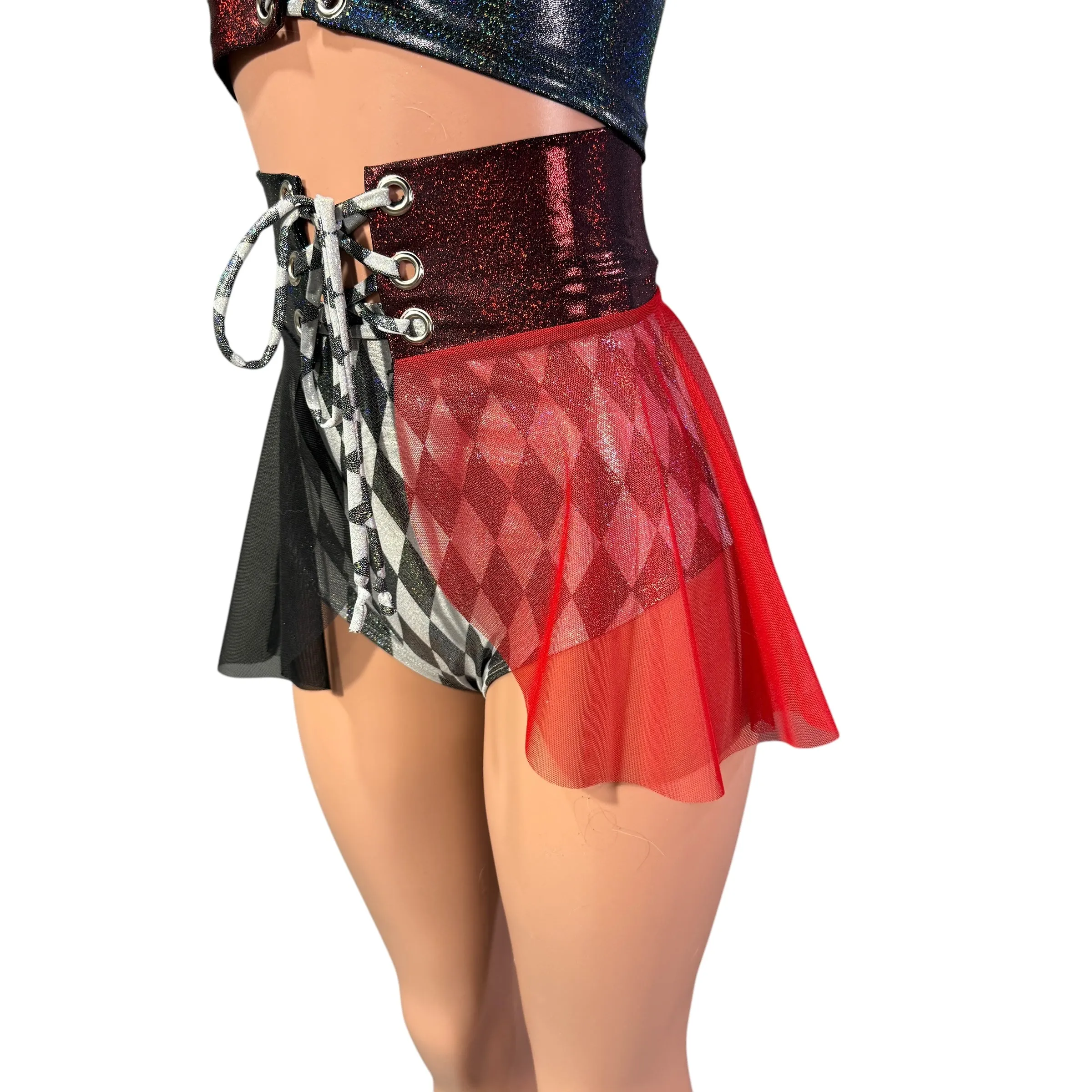Mesh Lace-Up Skirt - Queen of Hearts Costume - Corset Skirt
