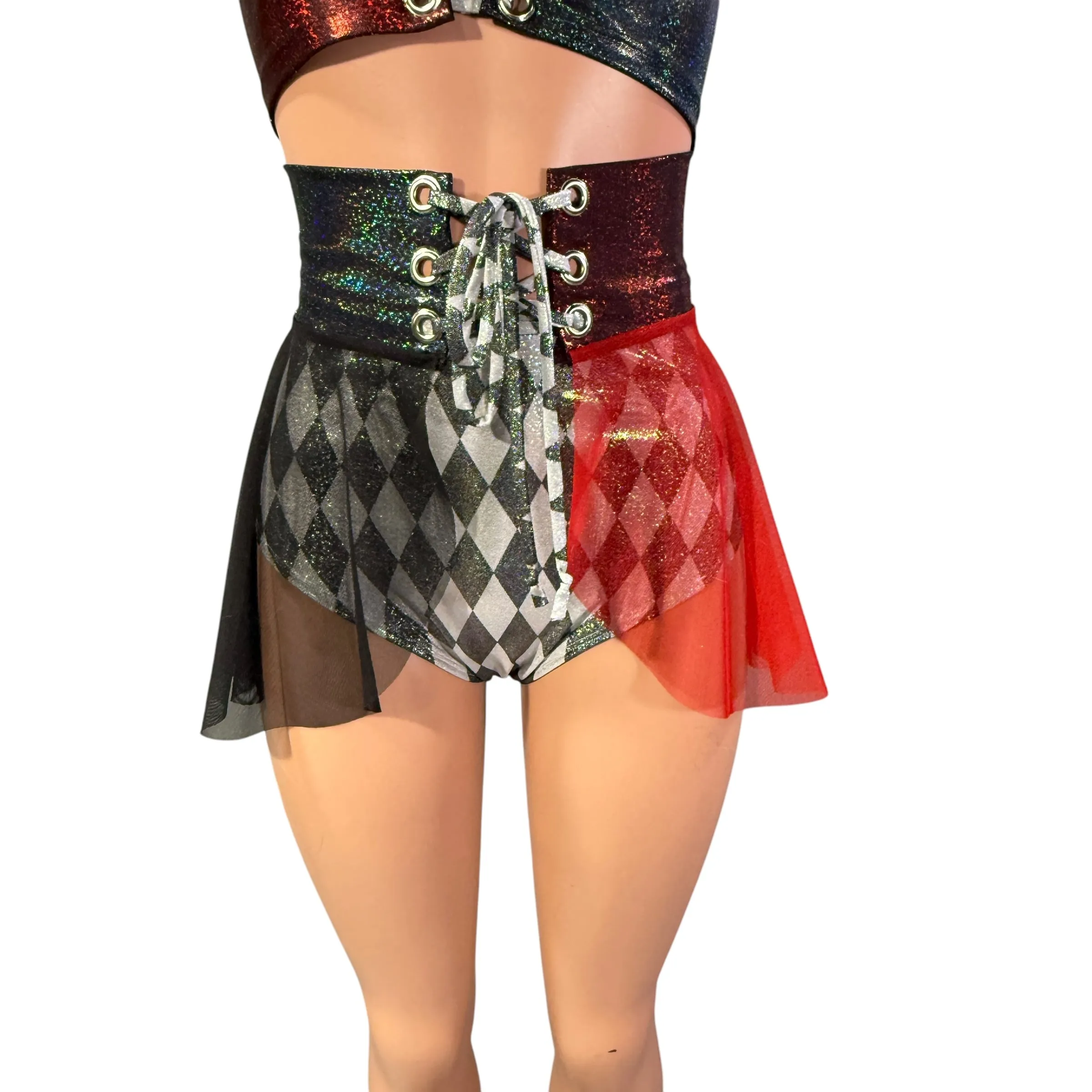 Mesh Lace-Up Skirt - Queen of Hearts Costume - Corset Skirt