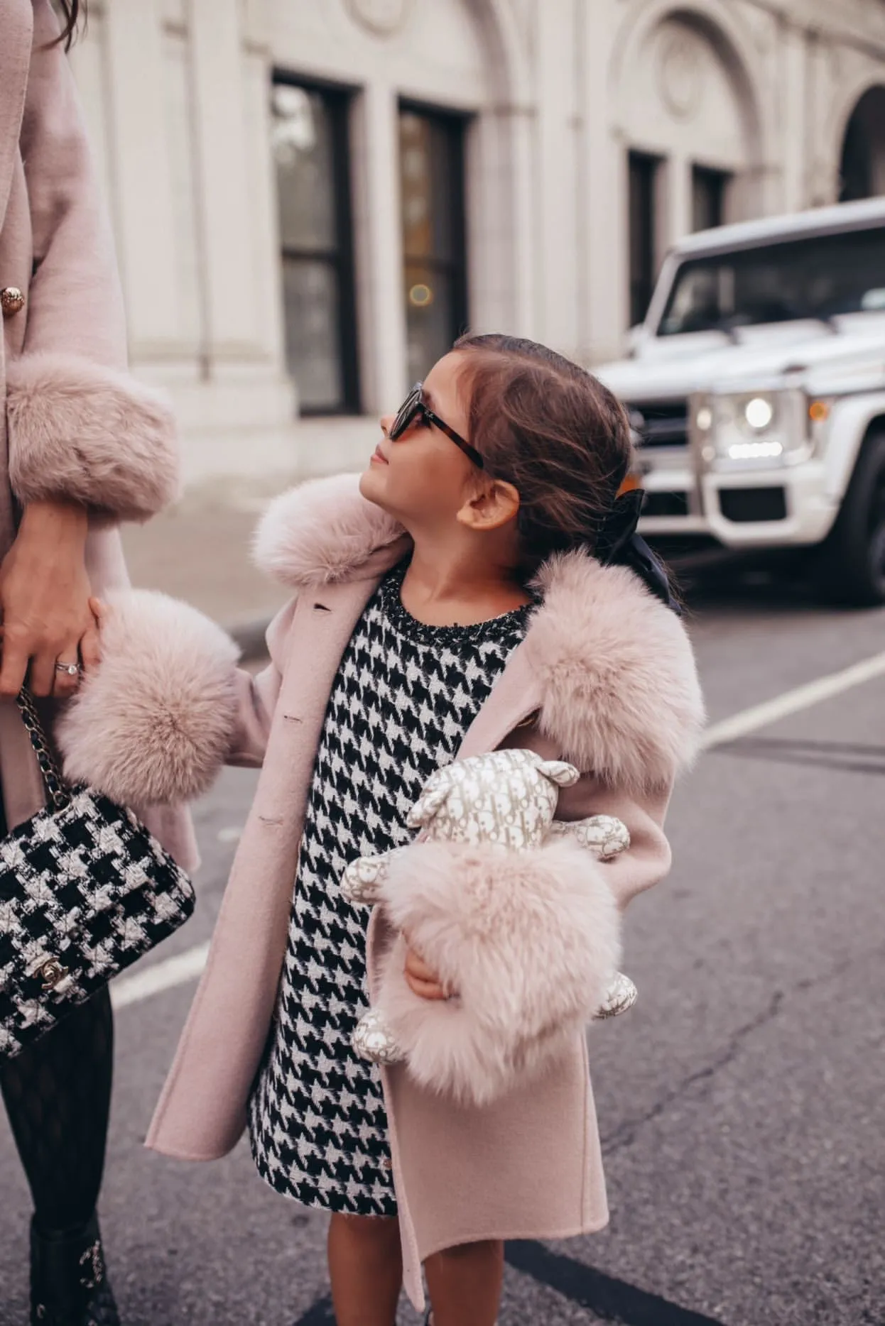 MI LOVES SIGNATURE Luxurious Cashmere kids coat with Fox fur trim and cuffs in Beautiful Nude colour