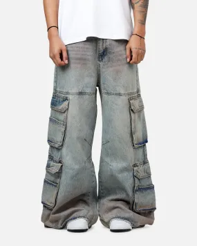 MNML Dune Double Cargo Denim Pants Blue/Red