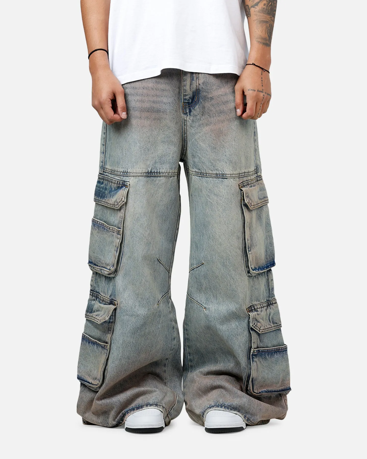 MNML Dune Double Cargo Denim Pants Blue/Red