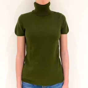 Moss Green Cashmere Polo Neck Jumper Extra Small