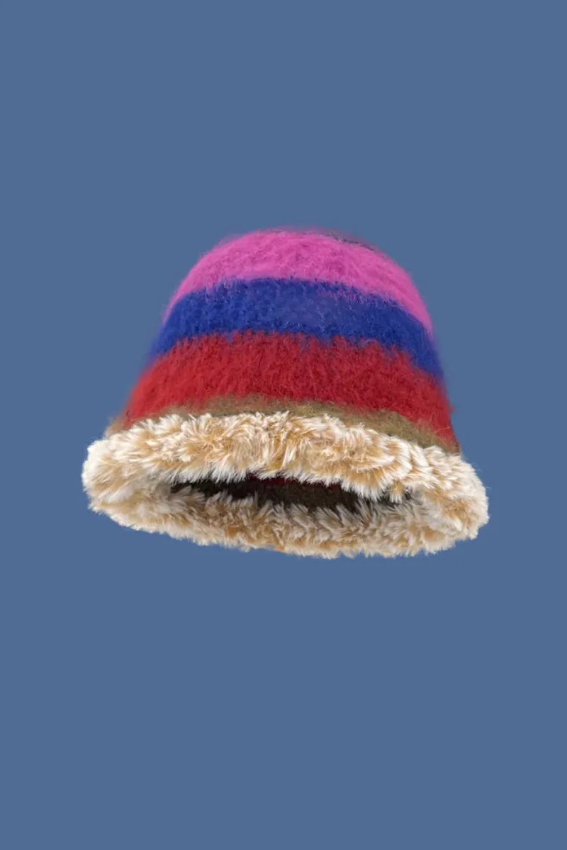 Multi-Color Striped Knit Bucket Hat