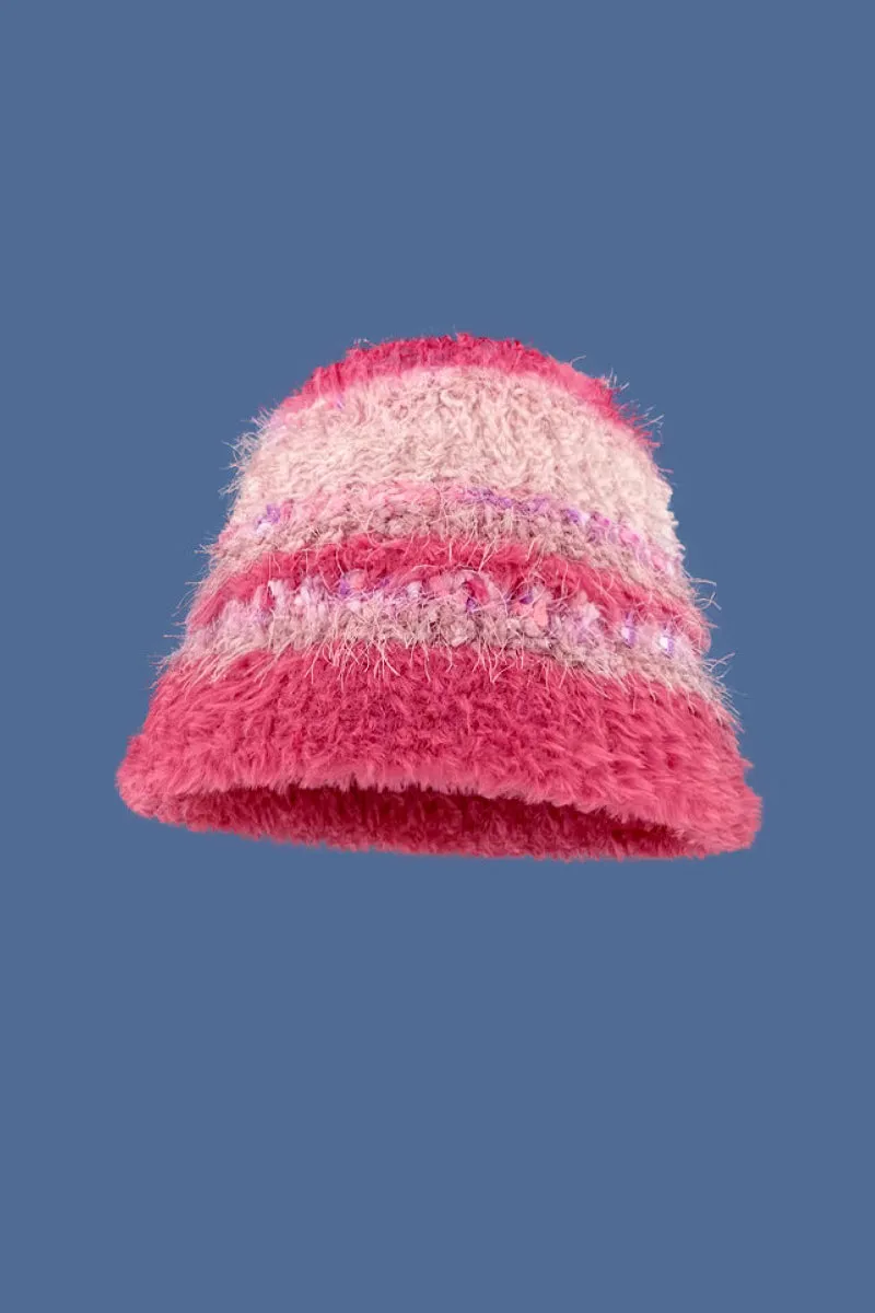 Multi-Color Striped Knit Bucket Hat