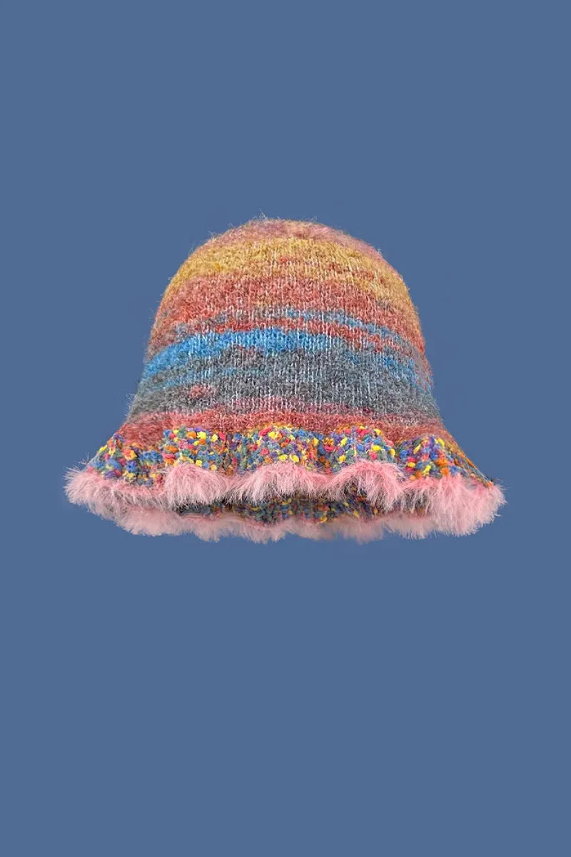 Multi-Color Striped Knit Bucket Hat