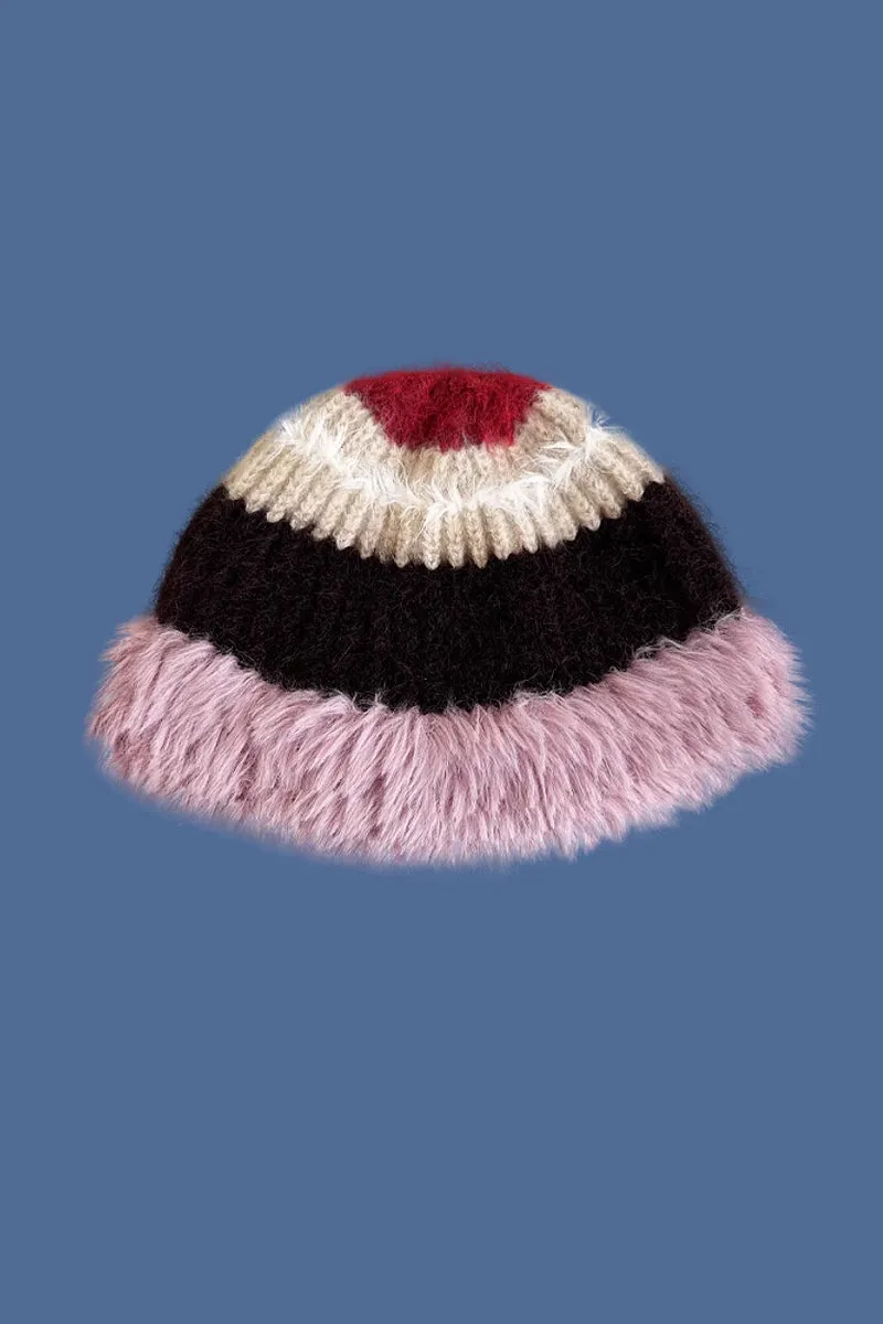 Multi-Color Striped Knit Bucket Hat