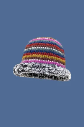 Multi-Color Striped Knit Bucket Hat