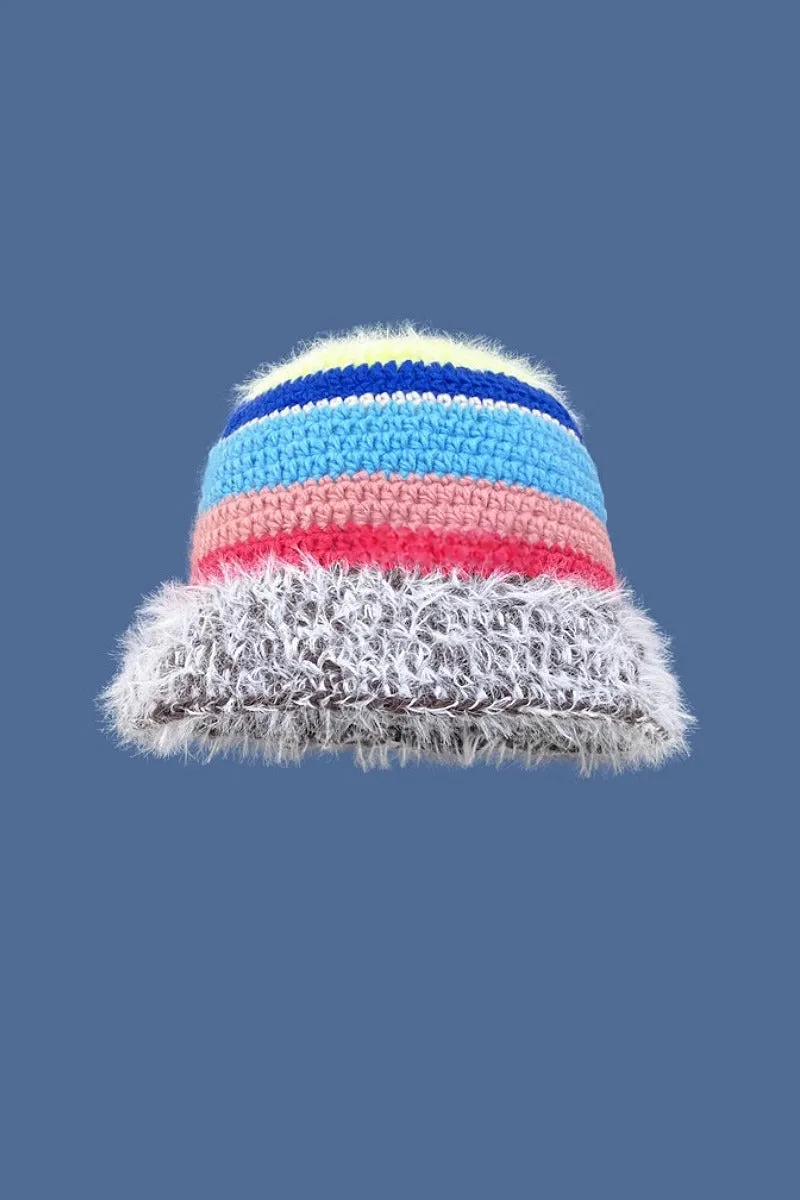 Multi-Color Striped Knit Bucket Hat