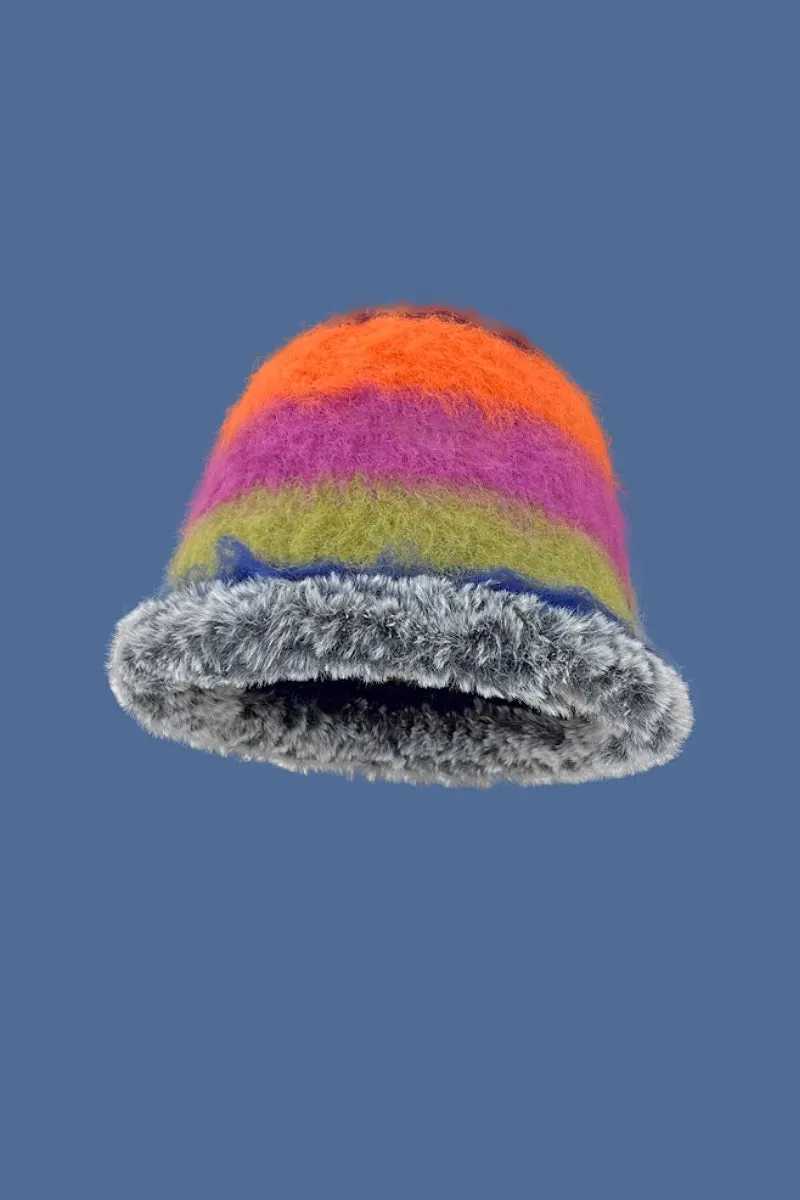 Multi-Color Striped Knit Bucket Hat