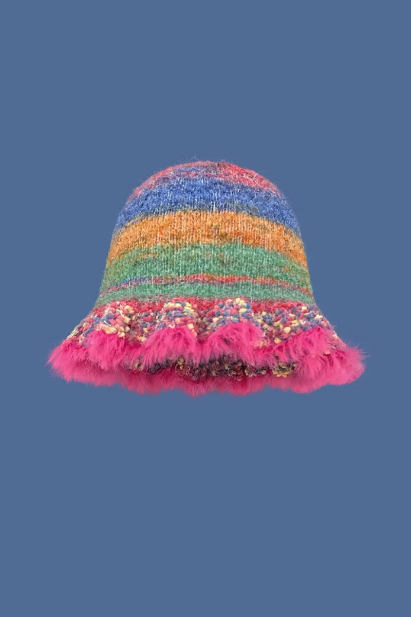 Multi-Color Striped Knit Bucket Hat