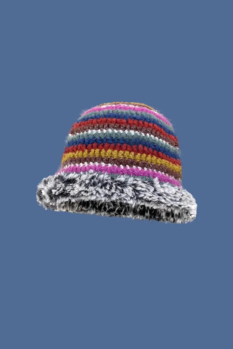 Multi-Color Striped Knit Bucket Hat