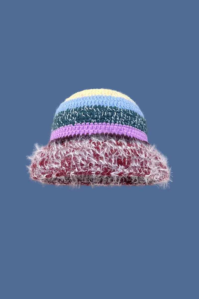 Multi-Color Striped Knit Bucket Hat